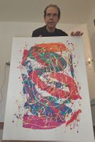 Peinture abstraite multicolore sur toile,