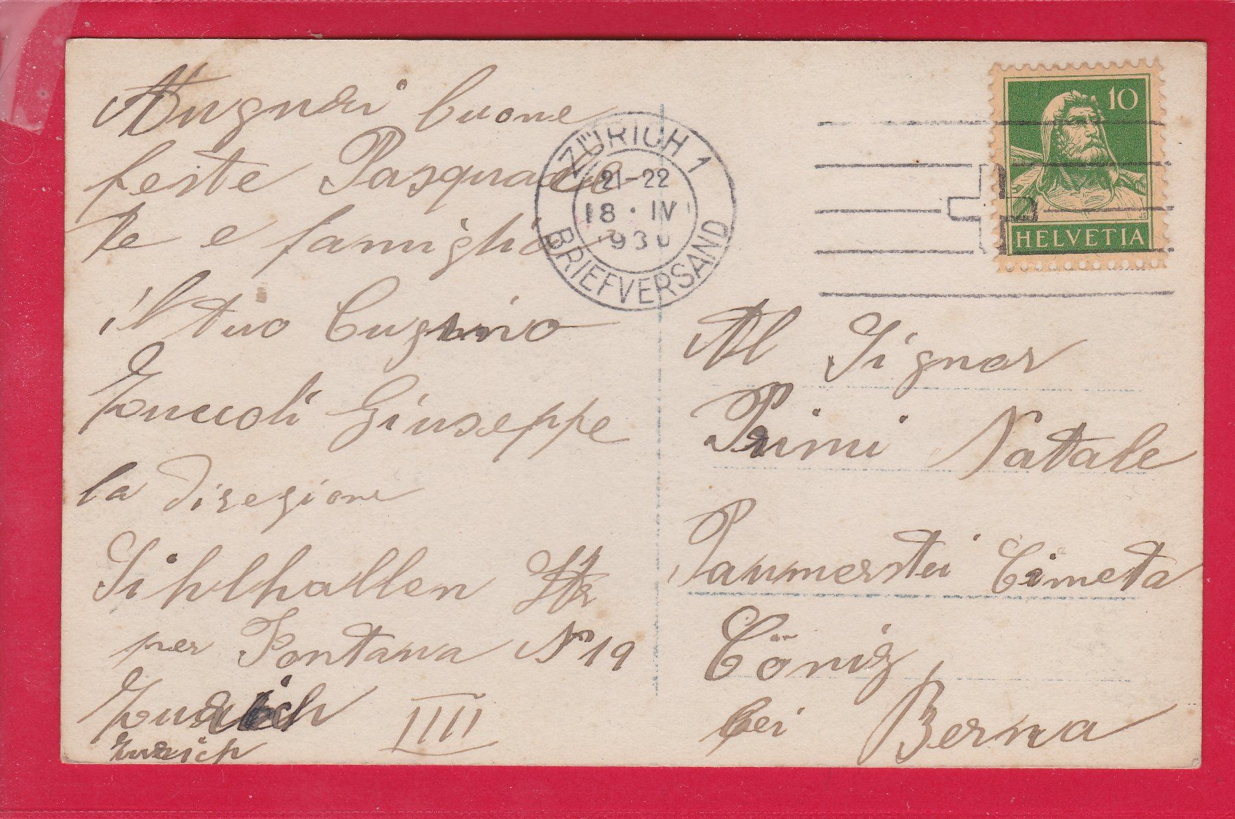 Cartoline postali: FRÖHLICHE OSTERN, 18.4.1930 – Usato da Oberrieden venduto da Gebirgsstelze 1