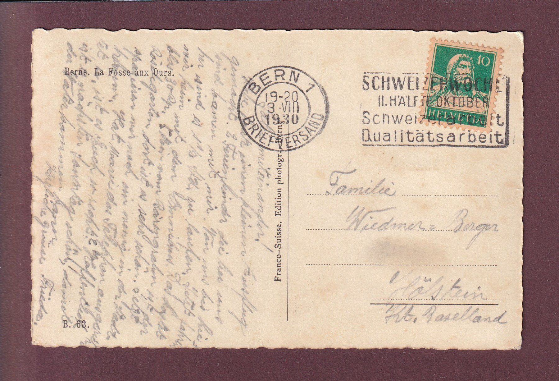 Cartoline postali: BERN - Bärengraben - 1930 // Eckbug // – Usato da Pully venduto da nicecards 1