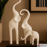 Minimalist Elephant Family Sculpture - 3D Printed