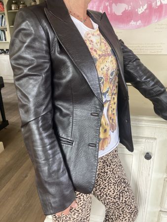 Gucci Lederblazer, braun, Grösse 40, Made in Italy