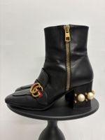Gucci Marmont Payton Lederstiefeletten schwarz Perlen 37