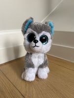 Peluche gros yeux brillants - chien gris