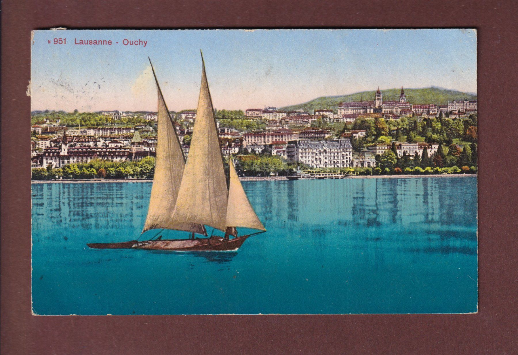 Cartoline postali: LAUSANNE - Ouchy - Barque du Léman - 1914 – Usato da Pully venduto da nicecards