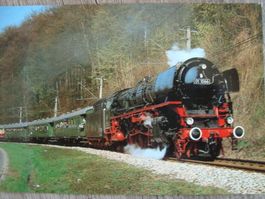 Schnellzug-Dampflok 01 1066 vor Museumszug auf der Albtalbah