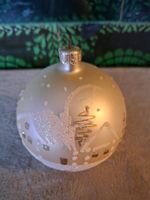 Weihnachtskugel Glas chmpagner, mit Häuschen-Dekor neuwertig