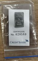 Credit Suisse 5g Platinum Bar 999.5 neu in Schutzverpackung