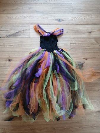 Hexenkostüm Halloween, bunt schwarz Einheitsgrösse ca. 140