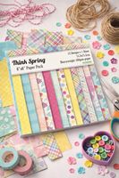 12 Blatt Design-Papier, Bastelpapier "think spring"  NEU