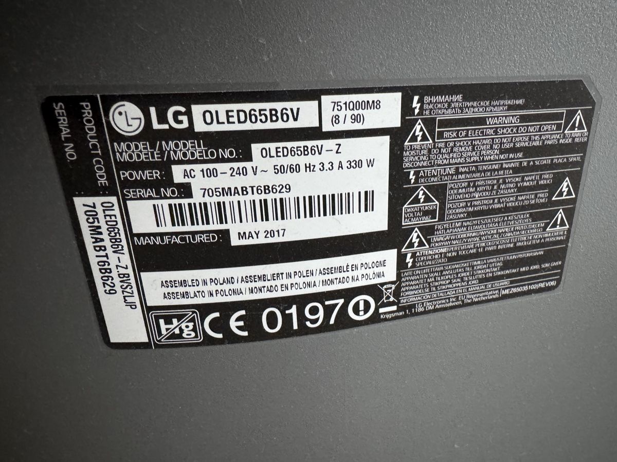LG Fernseher: LG OLED65B6V – Gebraucht aus Flawil von Blue_Beam 1