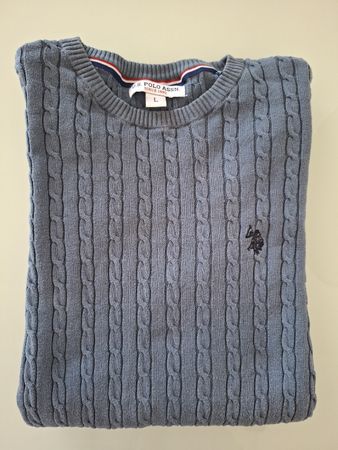 Pull sans manches gris bleu en maille torsadee, col rond