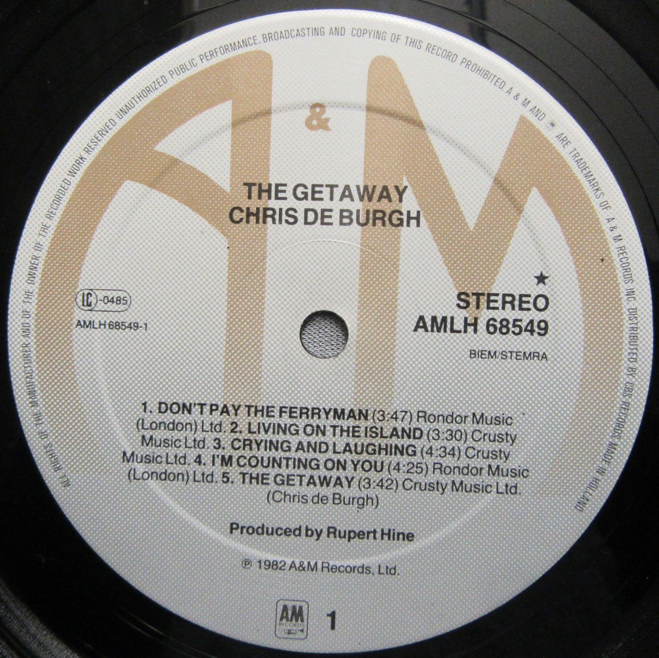 Dischi in vinile: Chris De Burgh - The Getaway - LP ab CHF 4.00 – Usato da Auenstein venduto da Padabimbim 5