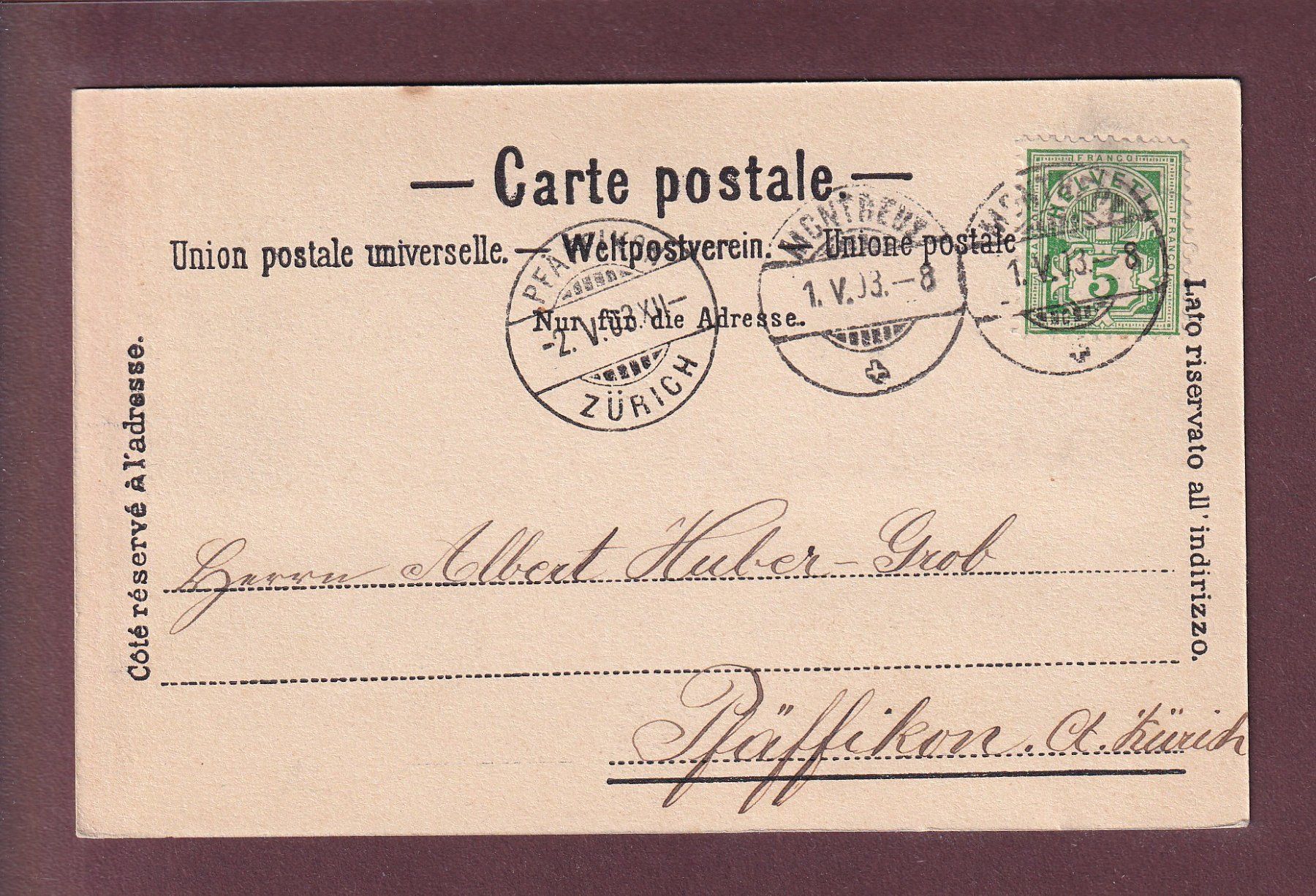 Cartoline postali: TERRITET - Dents du Midi - 1903 – Usato da Pully venduto da nicecards 1