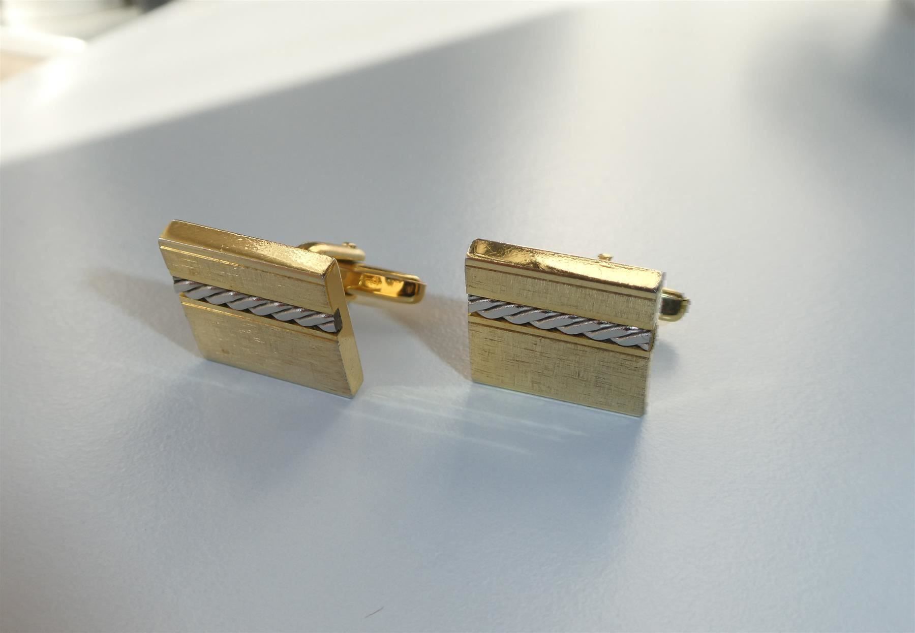 Gemelli: Manschettenknöpfe golden silbern Quadrat – Usato da Frauenfeld venduto da dhour 7