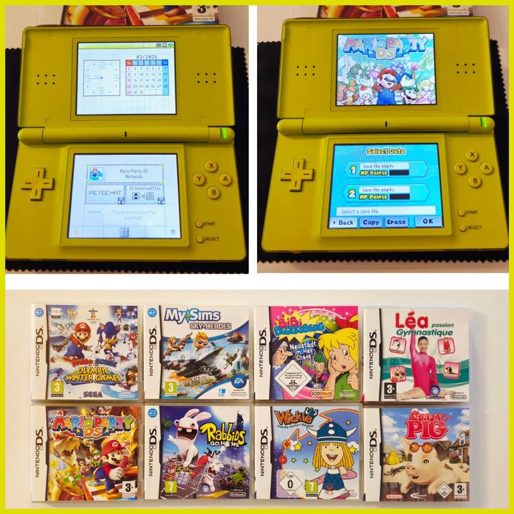 NINTENDO DS Lite (LIME GREEN) + 10 Spiele + originales Ladeg (Gebraucht ...