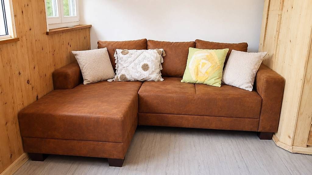 Divani: Ecksofa Lederoptik Braun guter Zustand – Usato da Beinwil (Freiamt) venduto da tat_gj5n