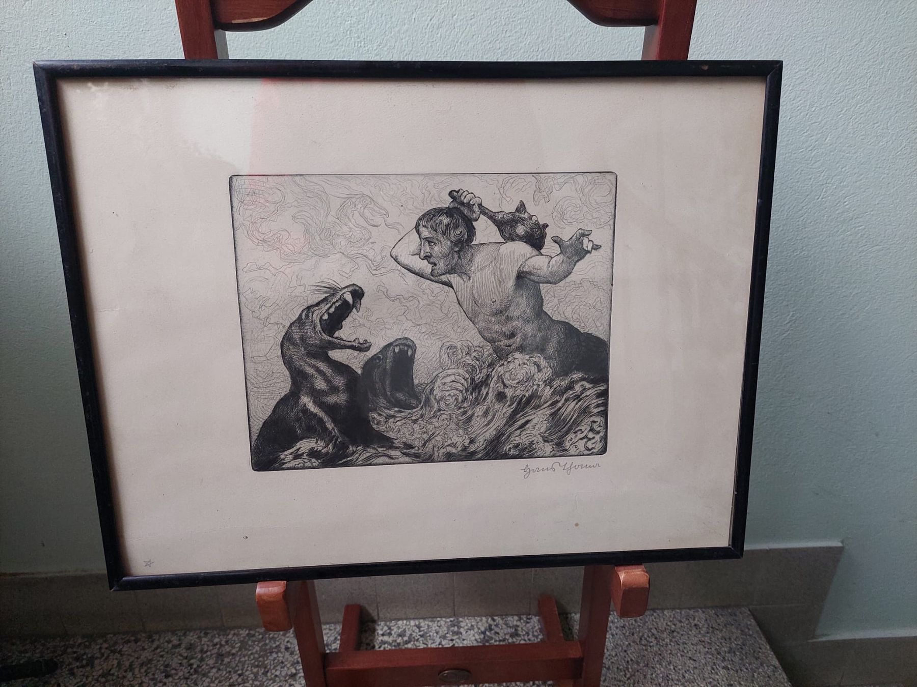 Grafiken & Lithographien: Meereskampf, von Hans Thoma, 1915 – Gebraucht aus Wabern von nic_22p9 1