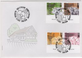 Bauernhof Tiere Serie mit TAB (fr) auf illustriertem FDC