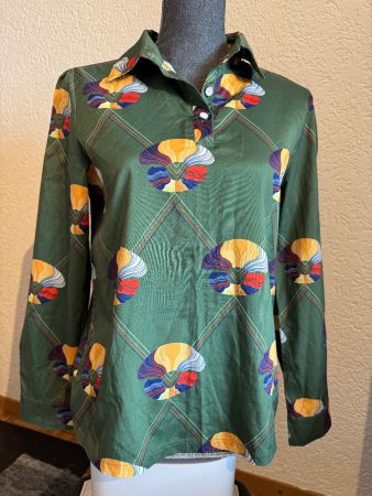 Damen Bluse grün gemustert Gr S
