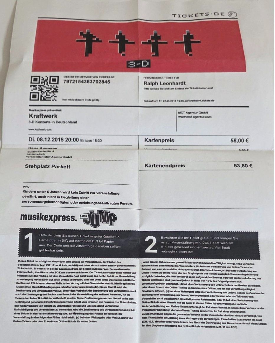Poster & Bilder: KRAFTWERK 3-D Poster + Ticket & 3D-Brille – Gebraucht aus Flums von Flumsantik 4