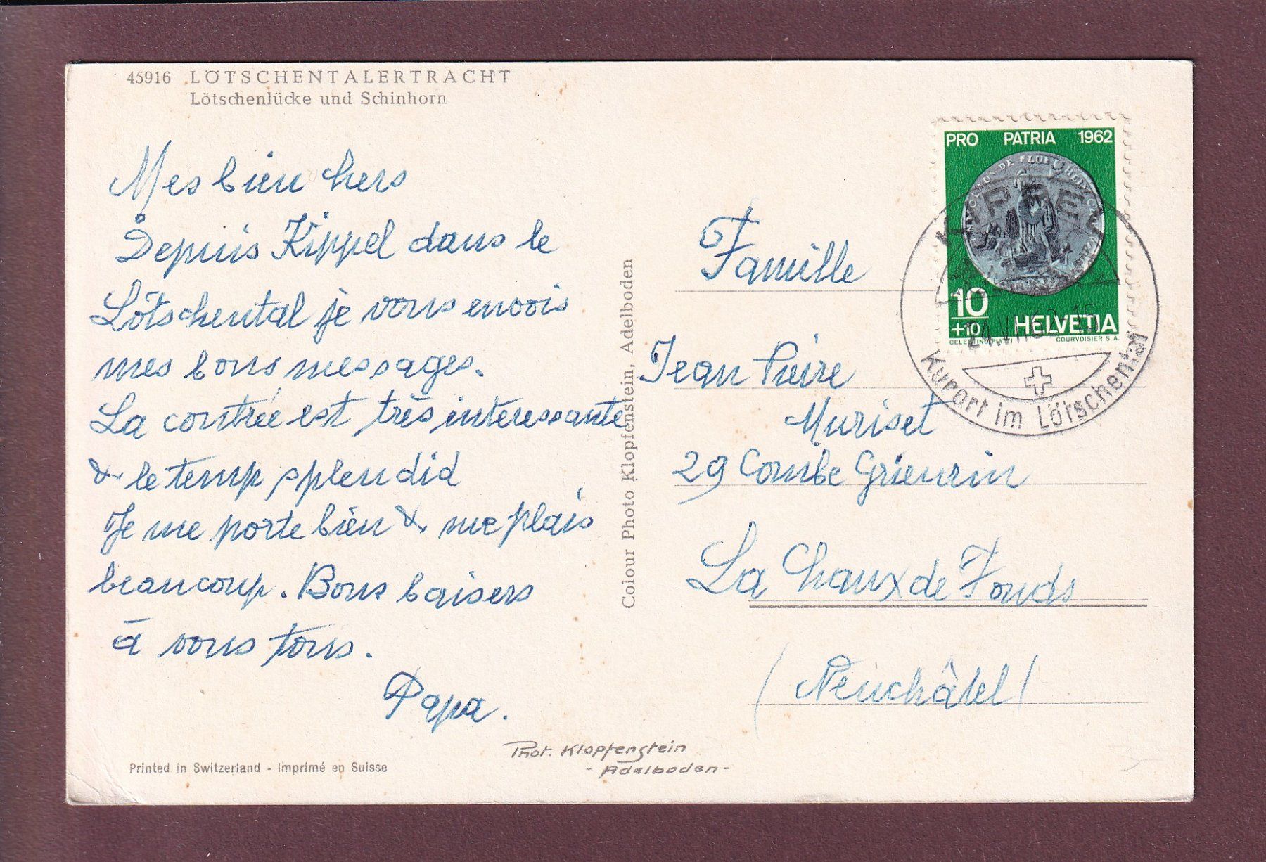 Cartoline postali: LÖTSCHENTAL - Lötschentalertracht - 1932 – Usato da Pully venduto da nicecards 1