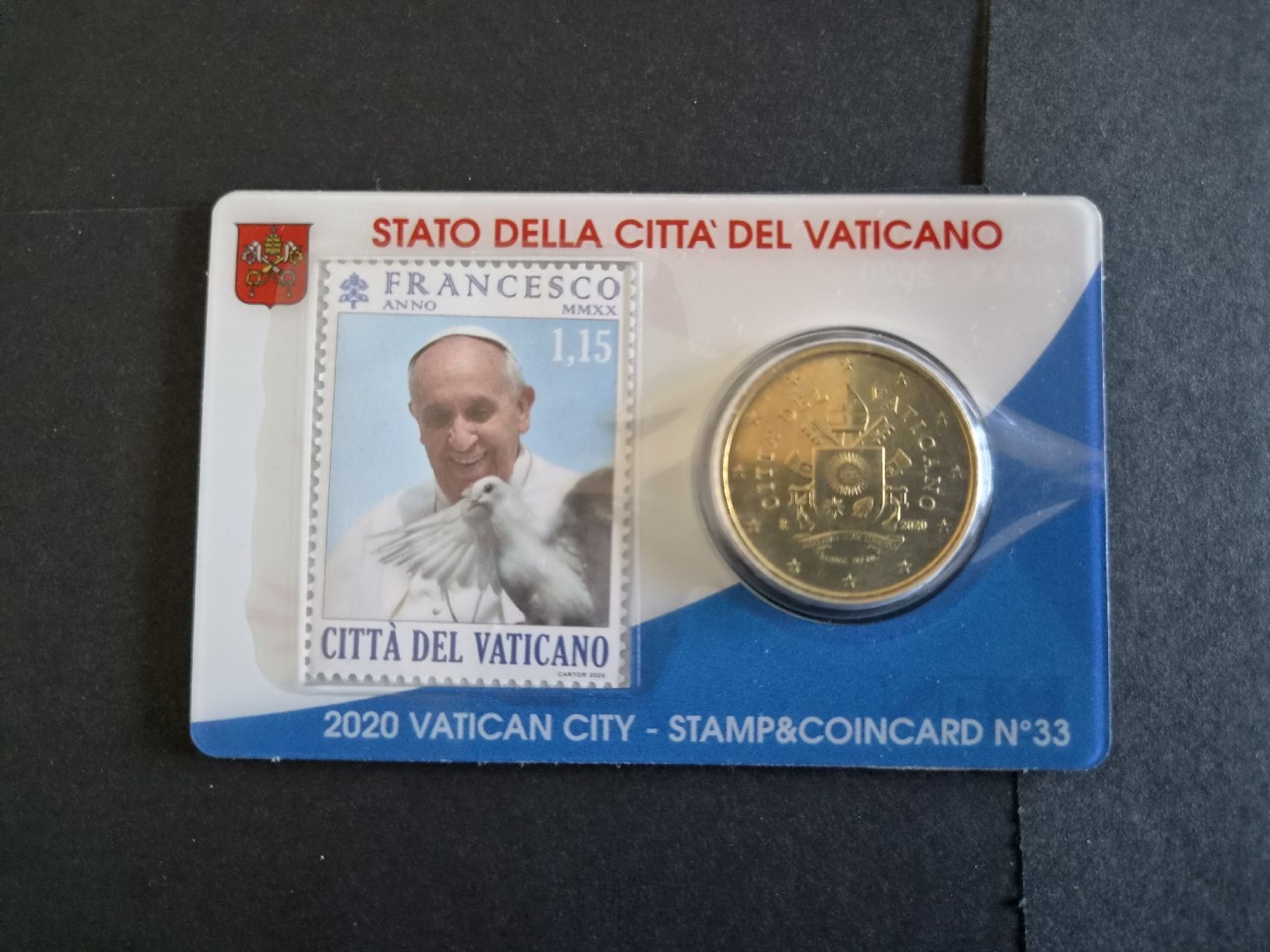 Tutti le monete: Vatican stamp&coincard 2020 n°33 – Nuovo e nell'imballaggio originale da Versoix venduto da rucio