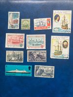 Lot verschiedene Briefmarken mit Schiffen gestempelt
