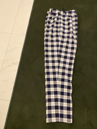 Monari Karohosen blau/weiss,  Gr. 42, 43% Schurwolle