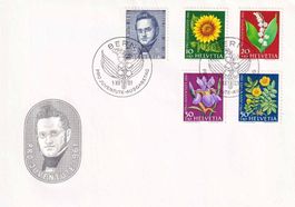 1961, Jonas Furrers Nr. J188-192, auf illustr. Blanco-FDC.