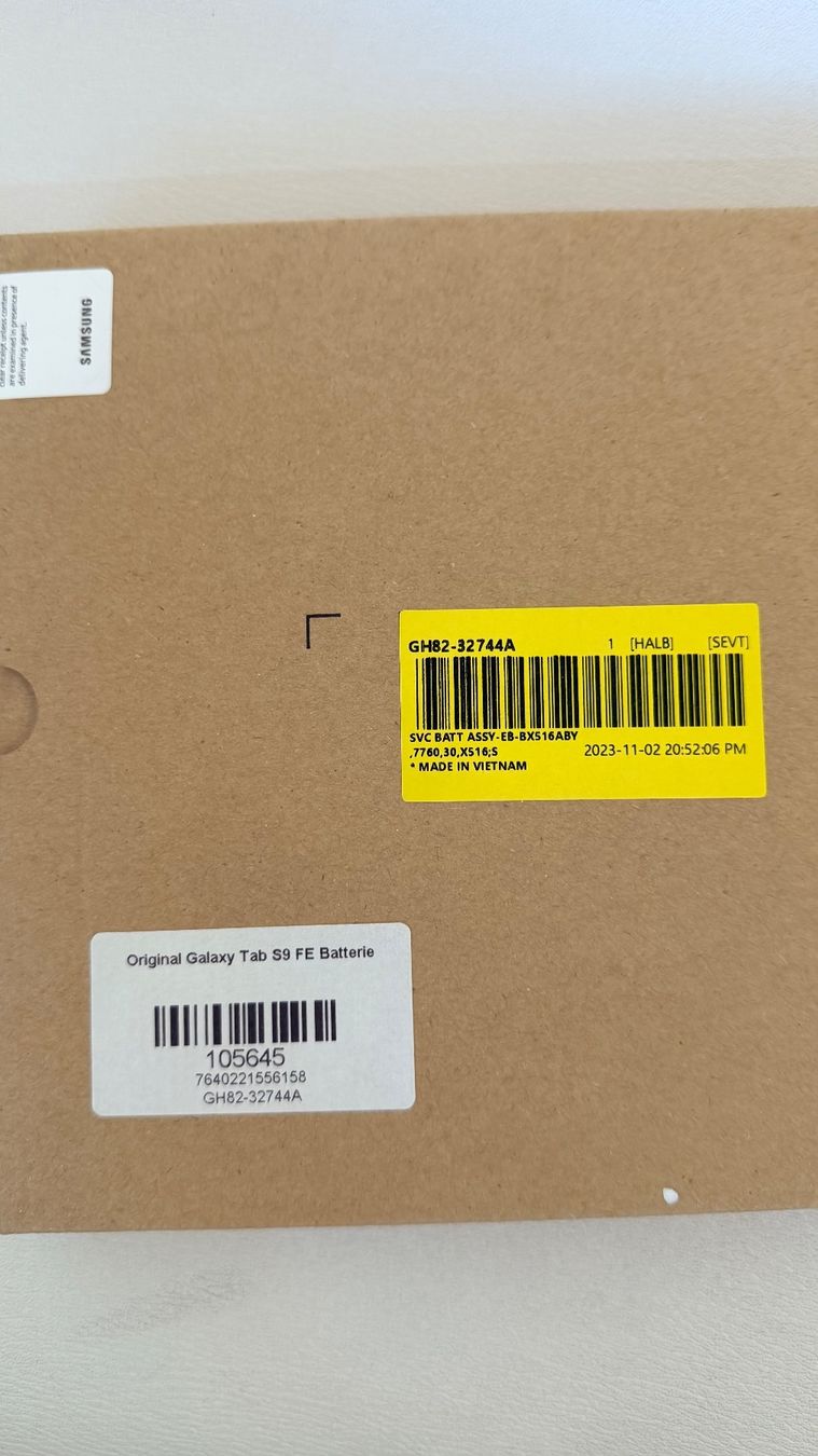 Batterie: Original Samsung Galaxy Tab S9 FE Batterie – Nuovo e nell'imballaggio originale da Birmensdorf ZH venduto da aleforyou1982 2
