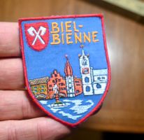 VINTAGE badge BIEL - BIENNE  ST. GALLER STICKEREI