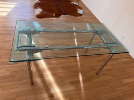 Glastisch - Ausziehbar auf zwei Seiten - Länge 160cm - 220cm