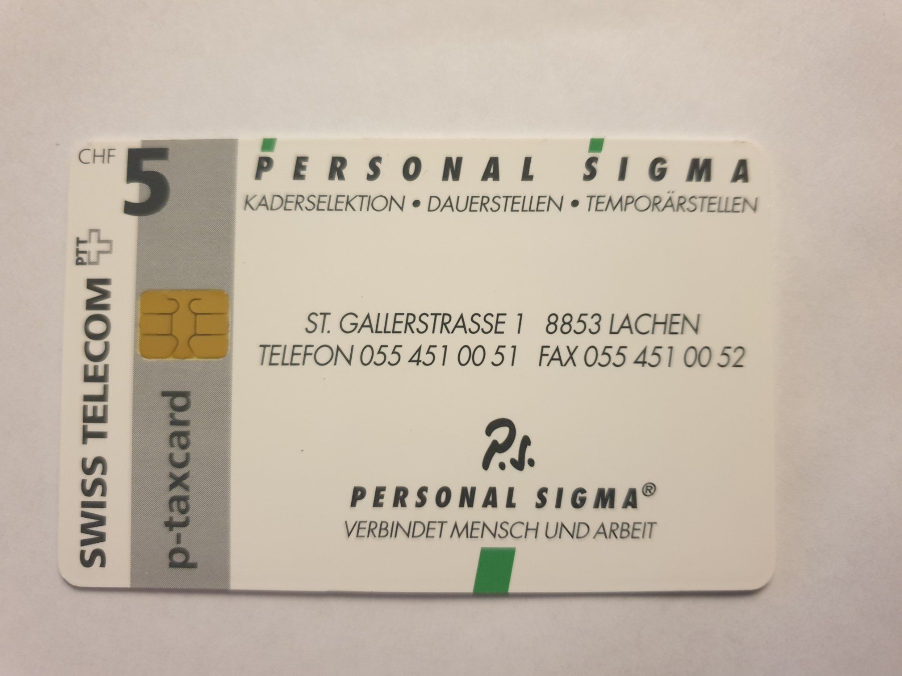 Telefon- & Taxkarten: Personal Sigma / Lachen 160ex – Gebraucht aus Rain von chesz