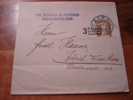 Streifband-Ganzsache 1915, Tellenbub, Überdruck, gelaufen