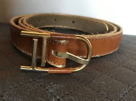 Ceinture Ted Lapidus, cuir brun, élégante