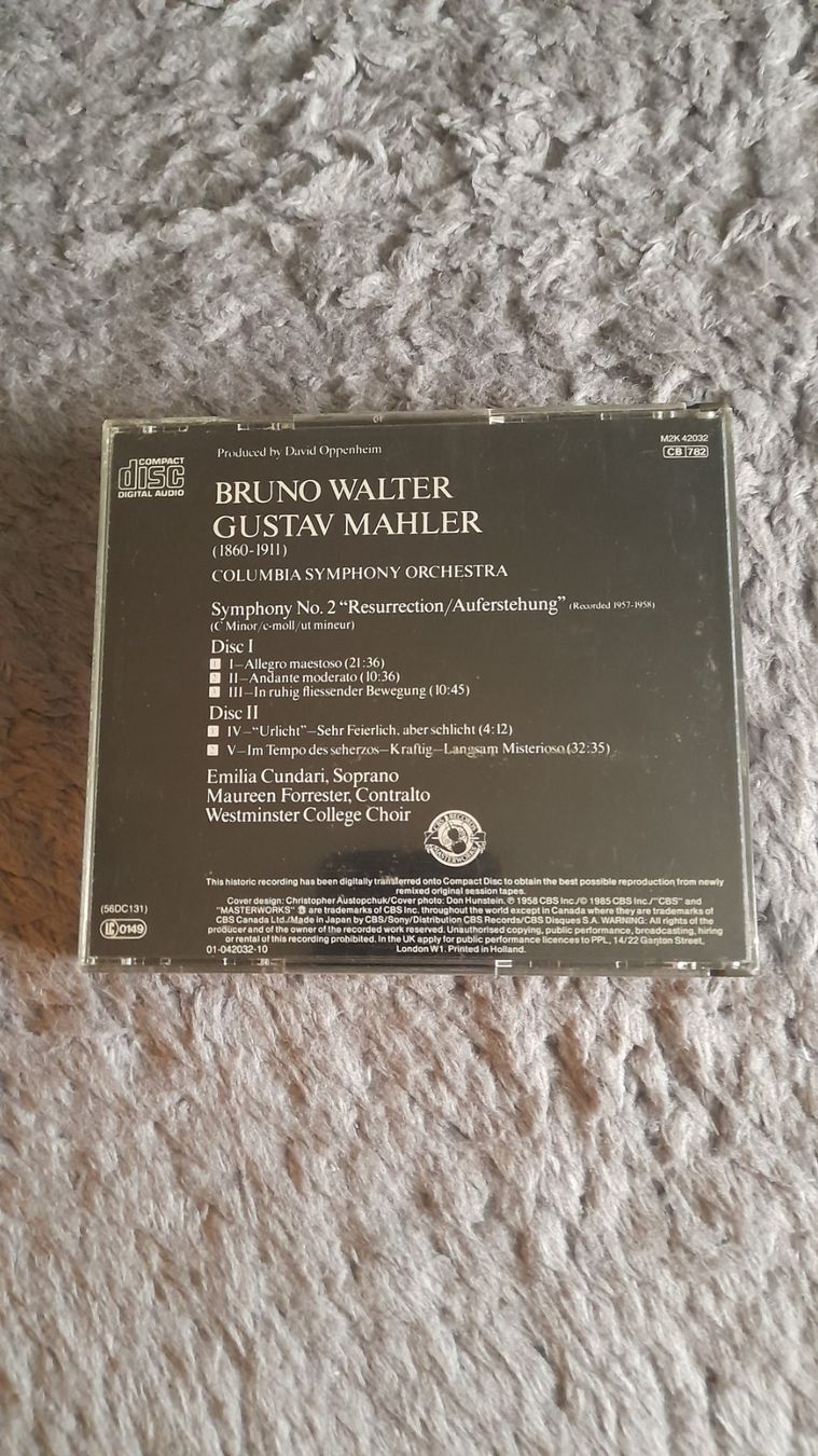 CD: BRUNO WALTER    MAHLER    SYMPHONY NO 2    CD – Usato da Wetzikon ZH venduto da Ramones01 1