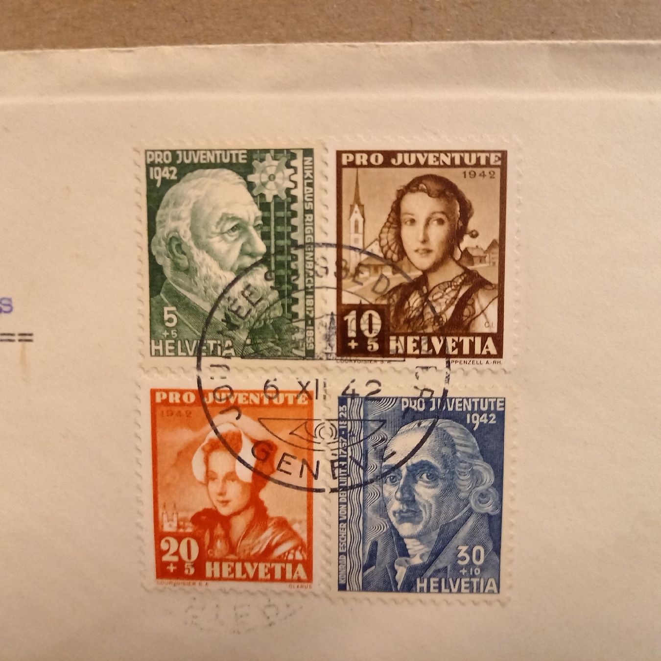 Tutti i francobolli: Briefumschlag Pro Juventute 1942 mit Briefmarken . – Usato da Ottenbach venduto da menseli251 3