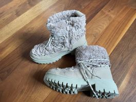 Winterstiefel Gr.34, Beige mit Fell, Warm und Gemütlich