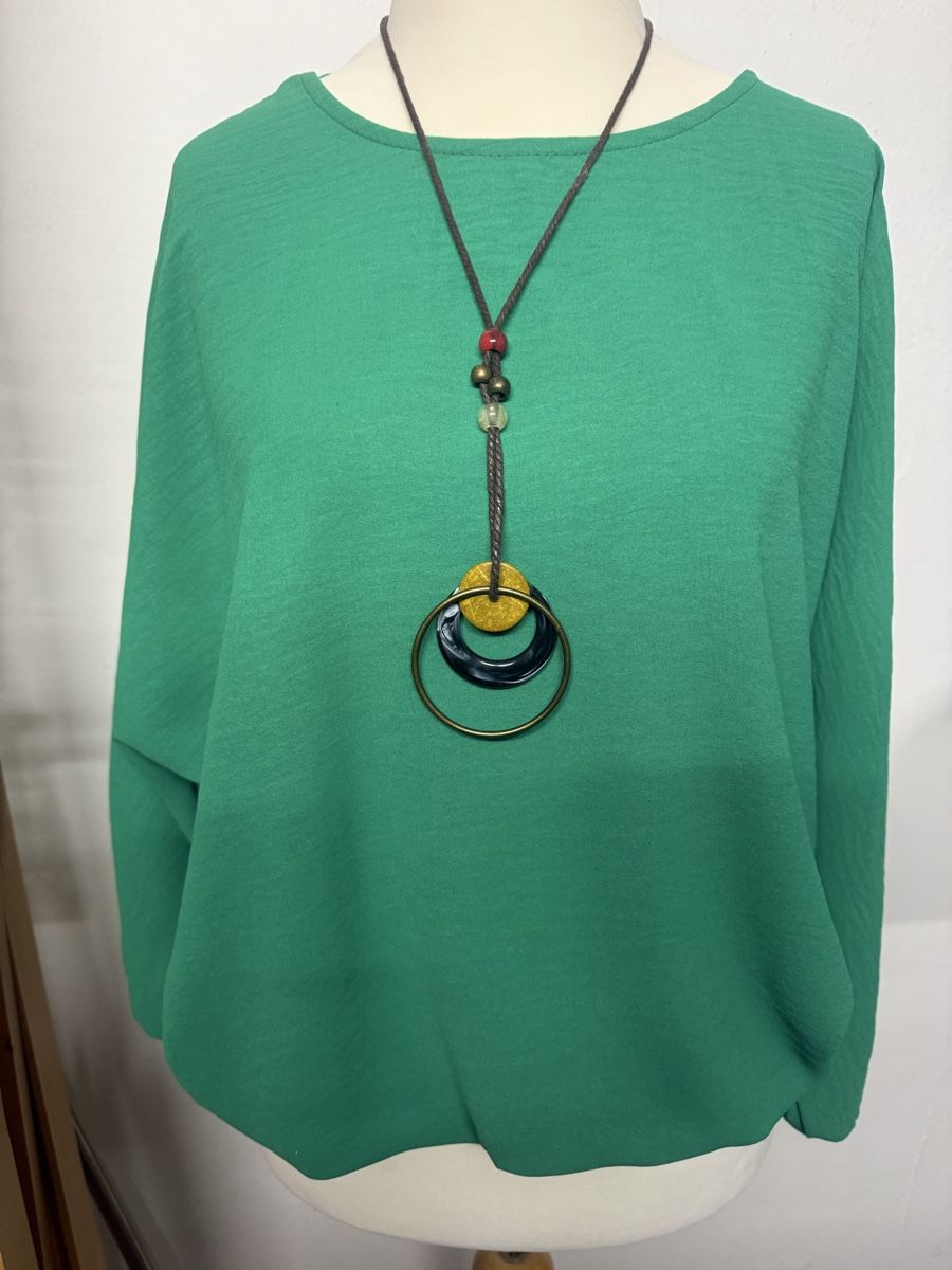 T-Shirts: Damen 3/4 Ärmel Shirt mit passende Kette grün m l – Neu und originalverpackt aus Groß-Gerau von bor_8wfb 1