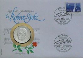 Numisbrief 100.Geburtstag Robert Stolz Feinsilbermünze 999.9