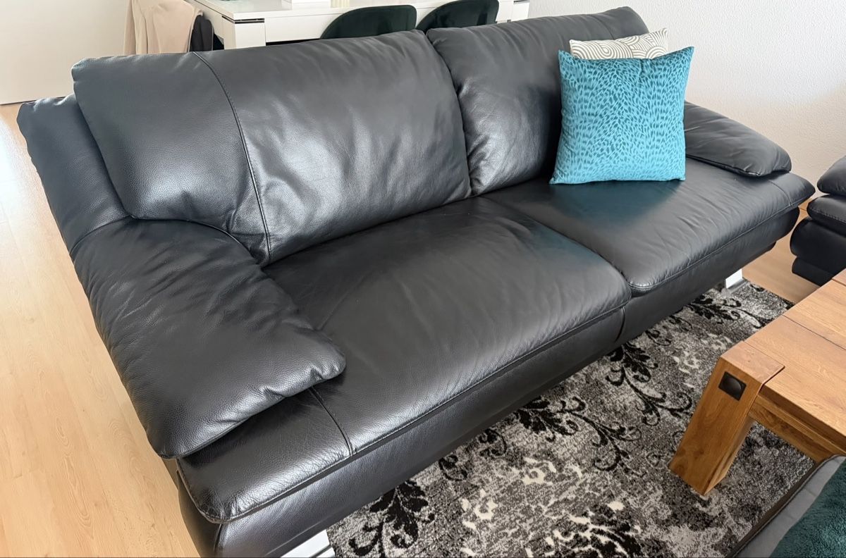 Sofas: Ledersofa schwarz 3-Sitzer  – D'occasion à Elgg par LS-SHOP
