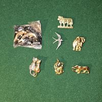 Vintage Tier Broschen Set, 7 Stück, Gold und Silber 💎✨