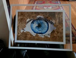 Tableau Œil Bleu édition limitée 2/20, Encadrement original