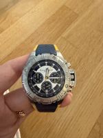 Jacques Lemans Chronograph Edelstahl Lederband blau gelb