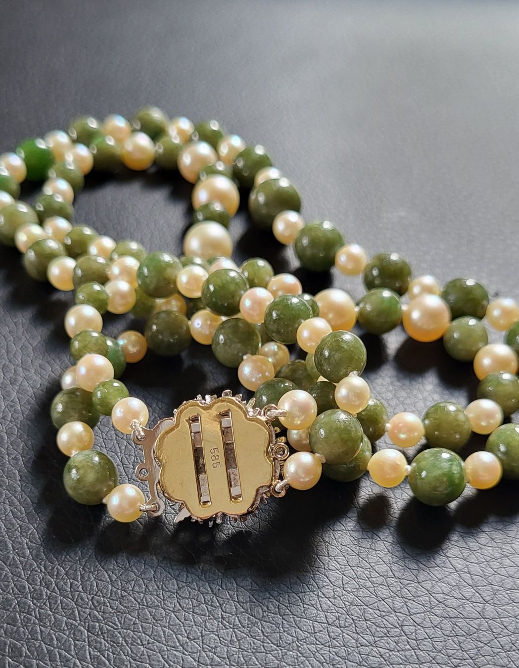 Catenine: 585 Weiss Gold Perlen und Stein Collier – Usato da Wald ZH venduto da Dasilver 7