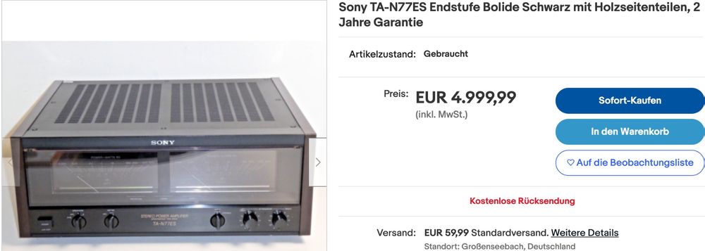 SONY HiFi High End Vor- & Endstufe Amplifier TA-N77 (Gebraucht) in