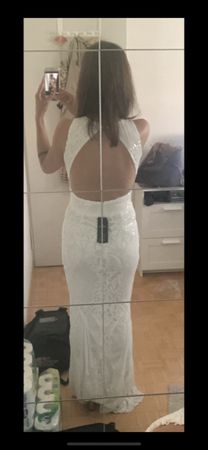 Elegant white dress with sequins (paillettes)
