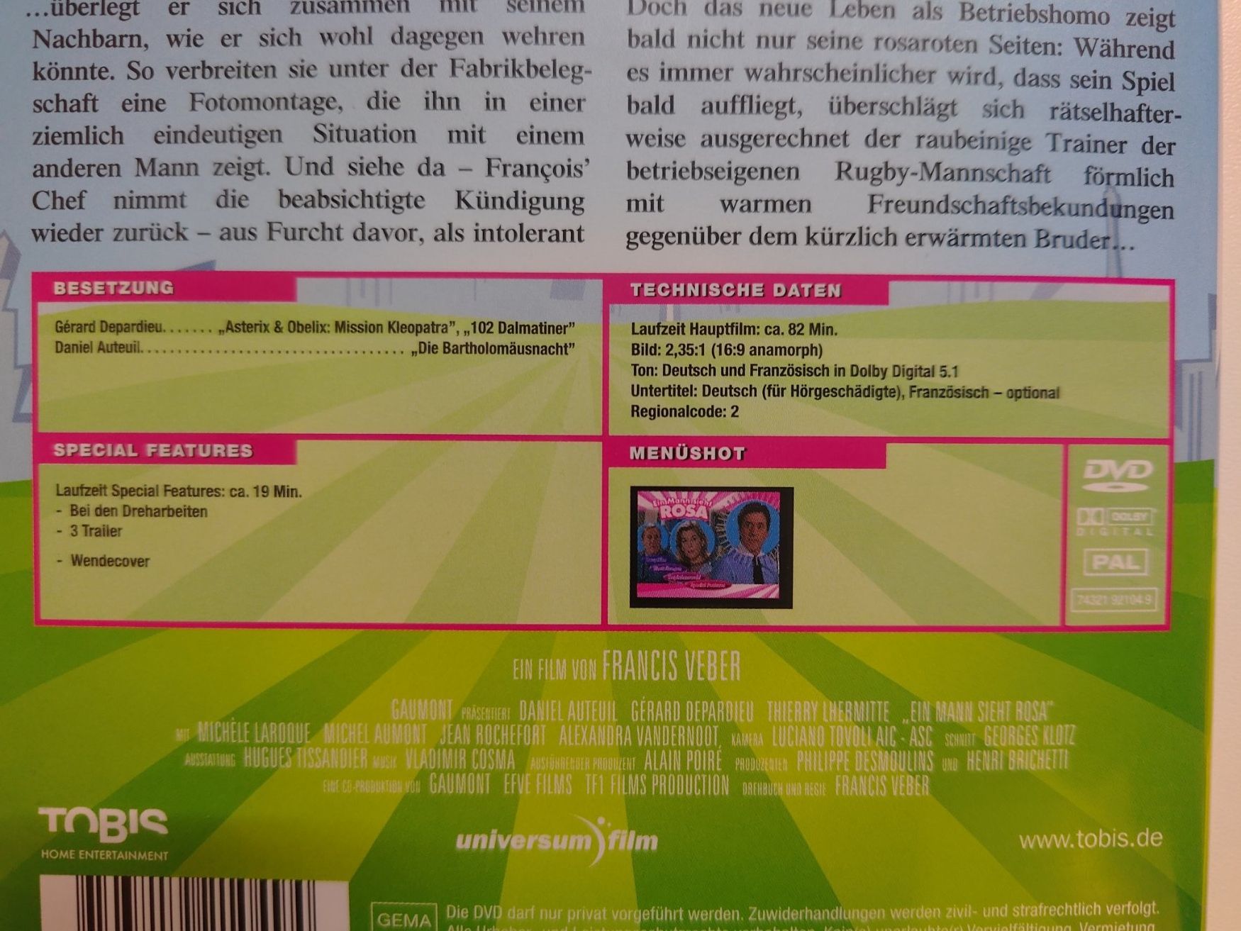 Tutti i DVDs: Ein Mann sieht rosa – Usato da Liestal venduto da Kratzilla 3