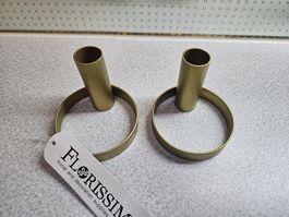 2 Moderne Kerzenständer, Kerzenhalter, Goldfarben