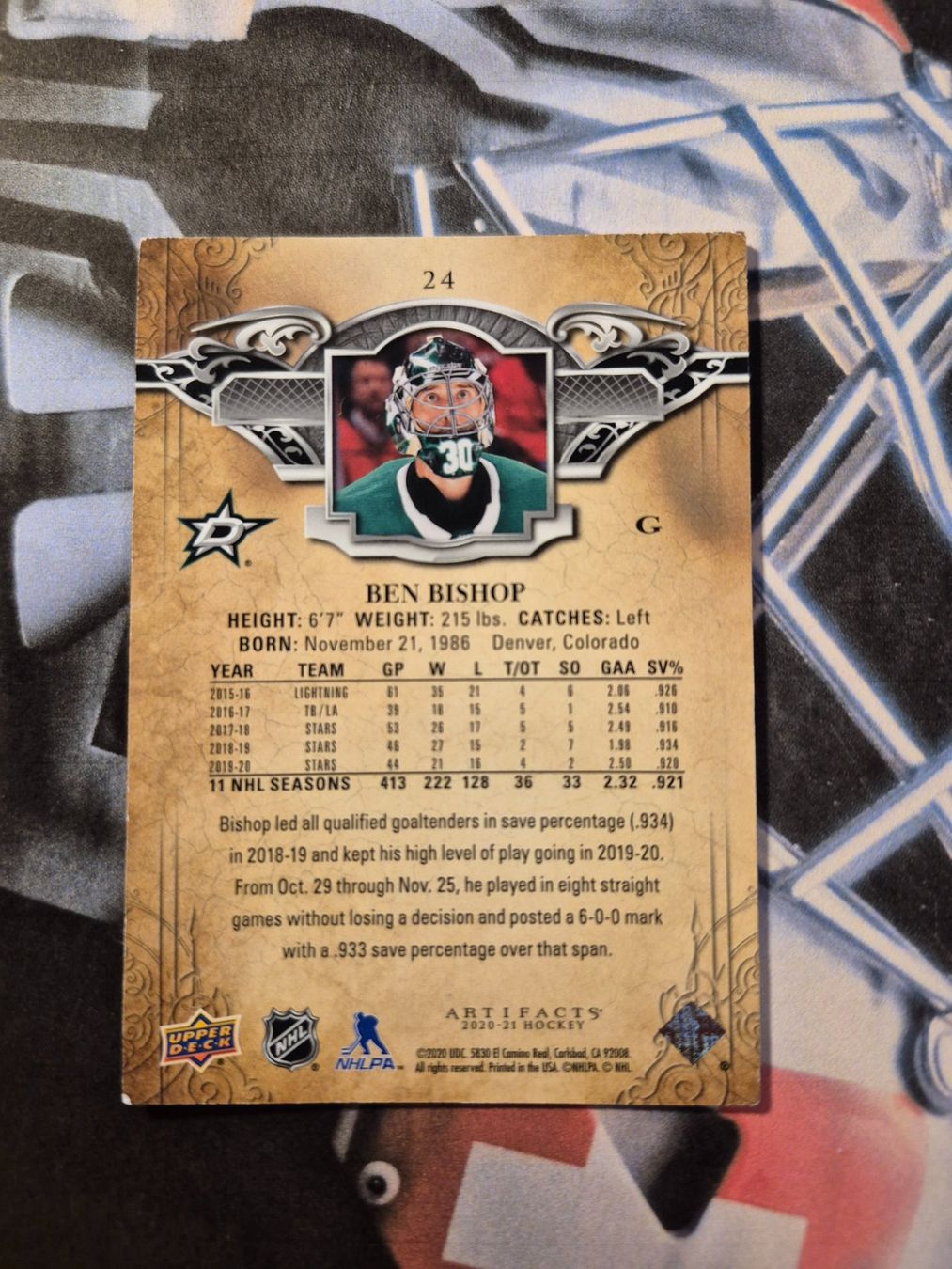 NHL Carte collezionabili: NHL Ben Bishop Dallas Stars – Usato da Treiten venduto da Sauber73 1